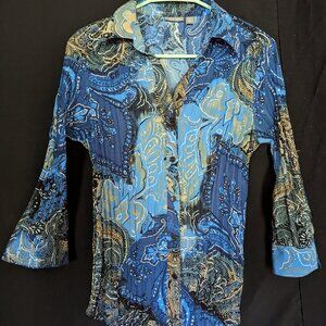 Apt. 9 blue crinkle blouse size M
